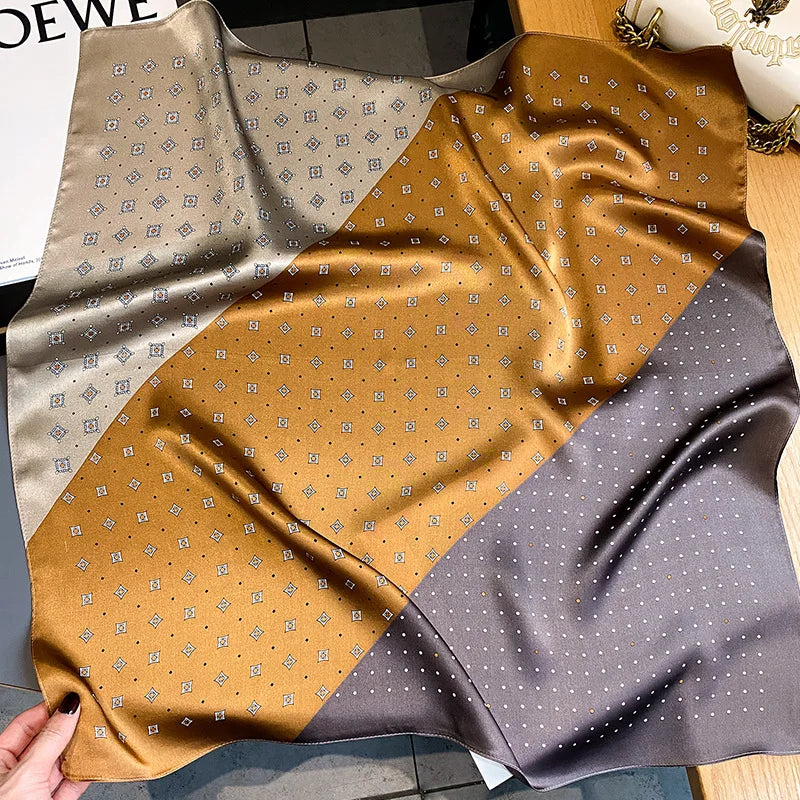 Women's Silk Square Scarf – Coffee Gold