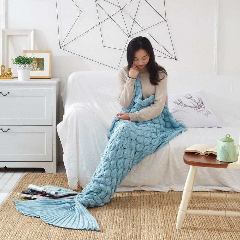 Mermaid Tail Blanket – Knit Fishtail Sofa Blanket