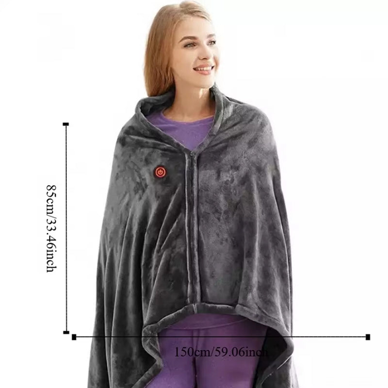 Women's Coral Velvet Heated Blanket Shawl