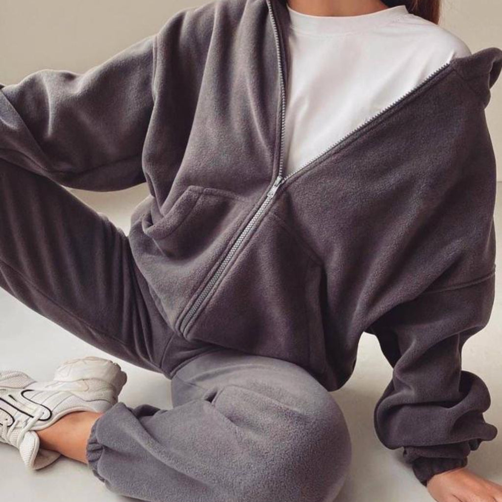 Women's Zip-Up Hoodie Two-Piece Set
