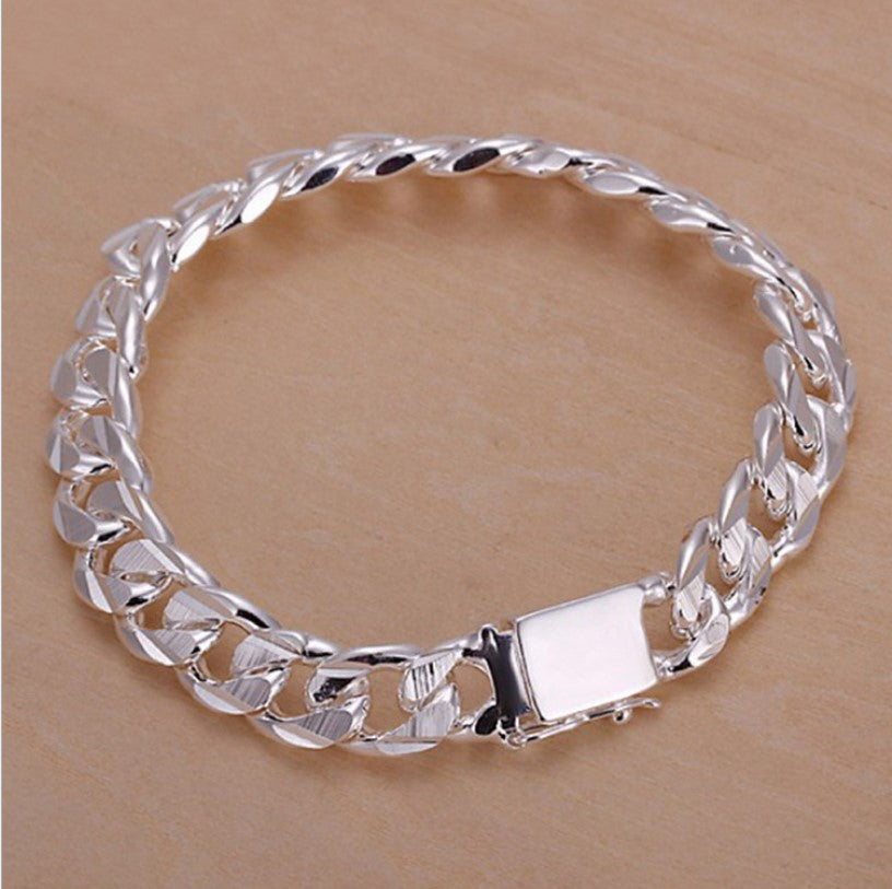 Men's 925 Sterling Silver Curb-Link Bracelet