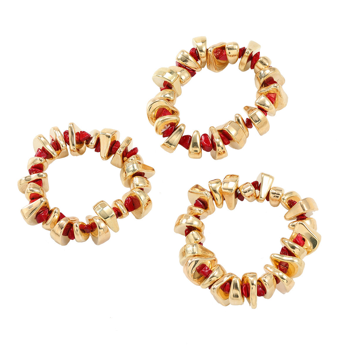 Women's Red & Gold Nugget Bead Jewelry