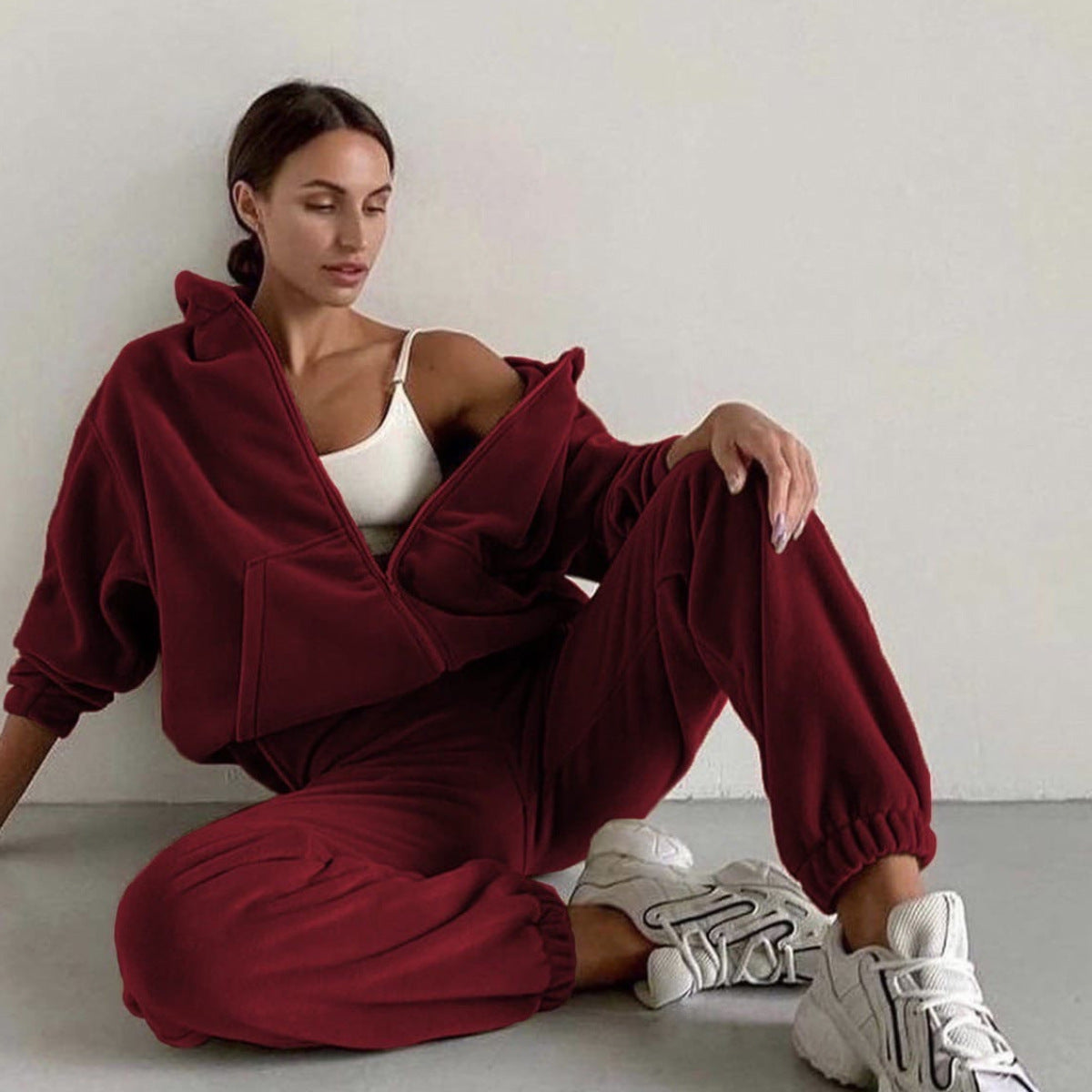 Women's Zip-Up Hoodie Two-Piece Set