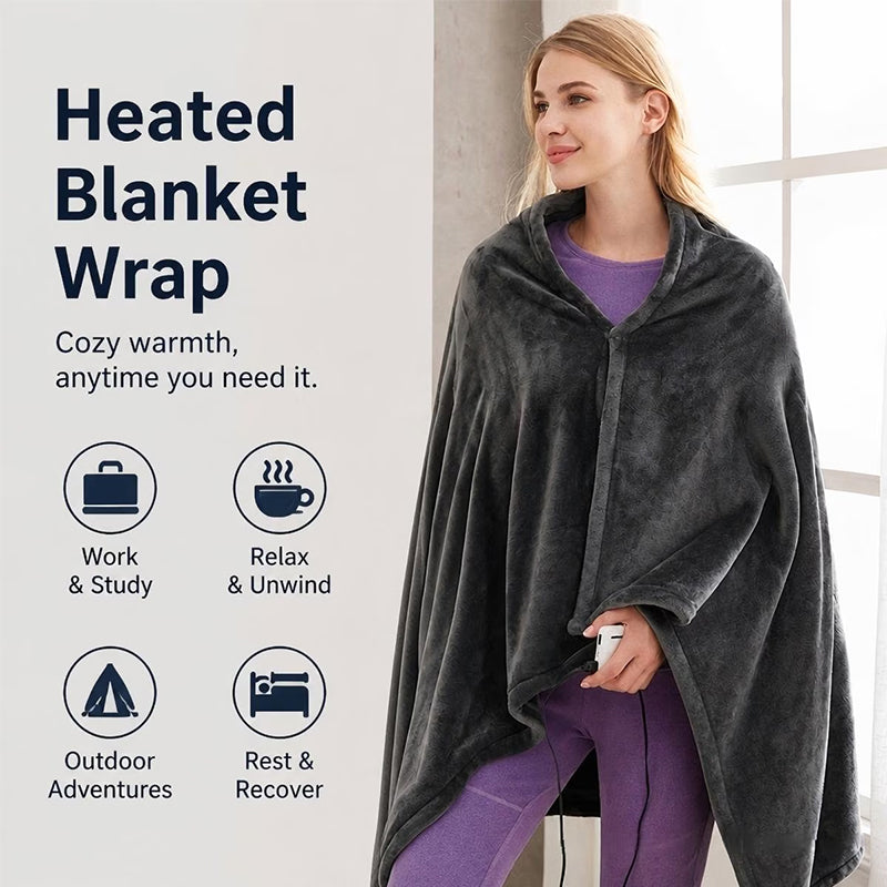 Women's Coral Velvet Heated Blanket Shawl