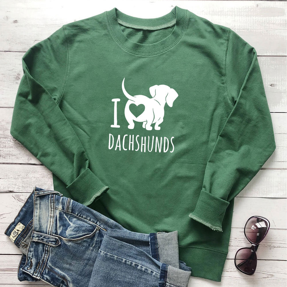 Women's I Love Dachshunds Print Sweatshirt