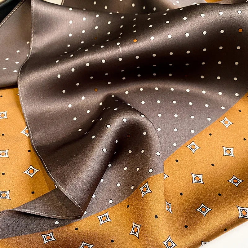 Women's Silk Square Scarf – Coffee Gold
