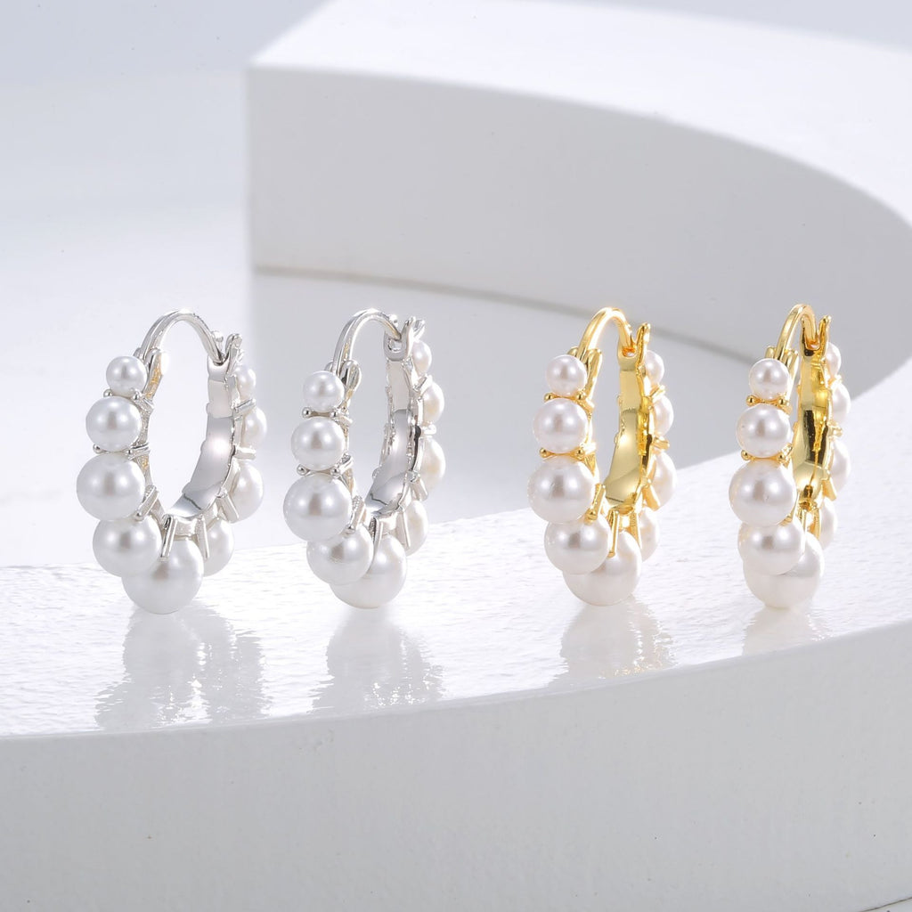 Women's Pearl Hoop Earrings