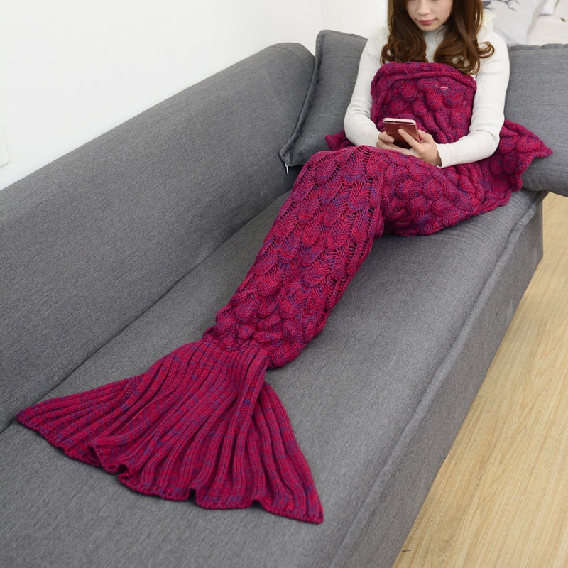 Mermaid Tail Blanket – Knit Fishtail Sofa Blanket