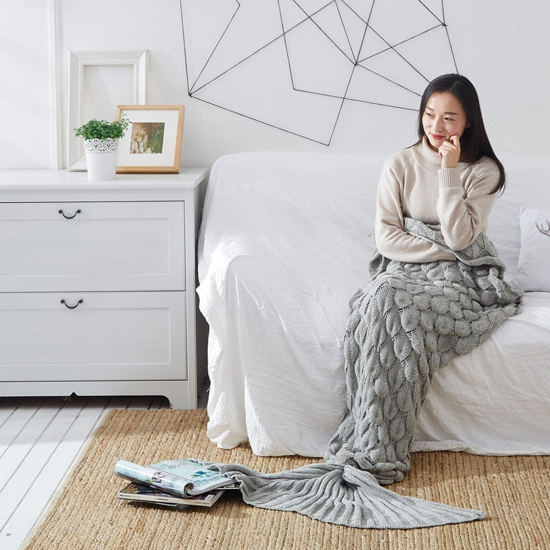 Mermaid Tail Blanket – Knit Fishtail Sofa Blanket