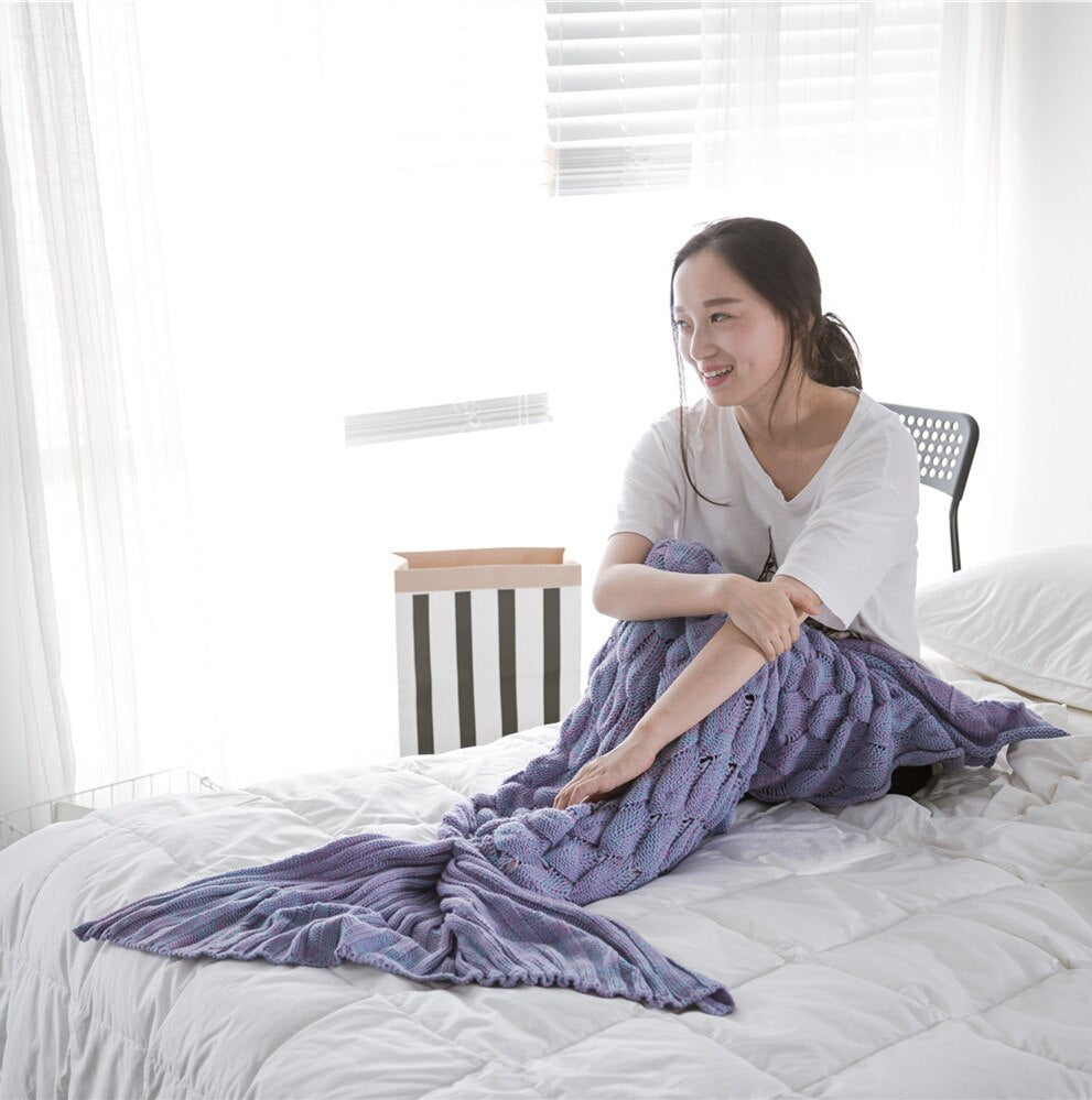 Mermaid Tail Blanket – Knit Fishtail Sofa Blanket