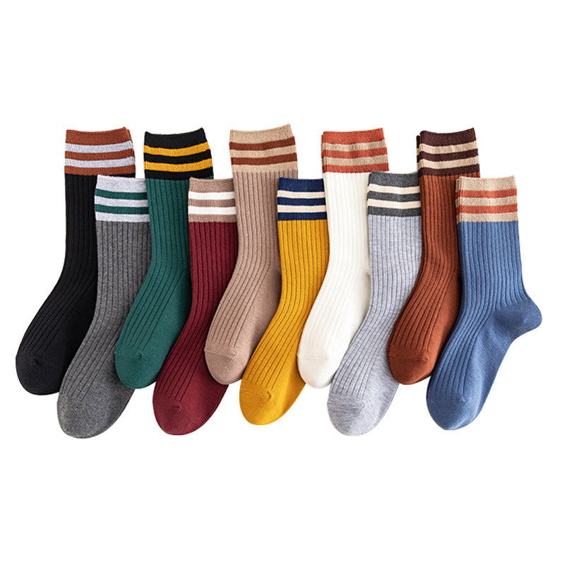 Women's Retro Striped Crew Socks