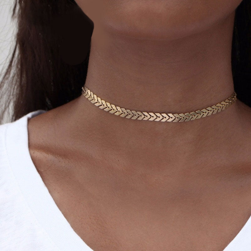 Women's Gold Leaf Chain Choker