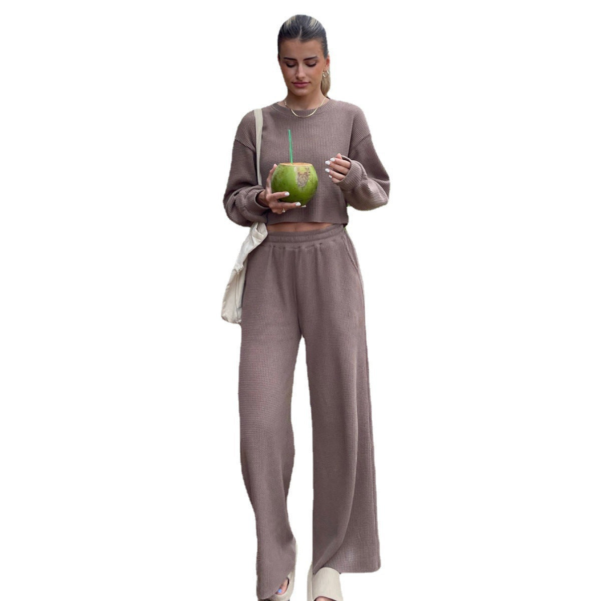 Women's Waffle-Knit Two-Piece Lounge Set
