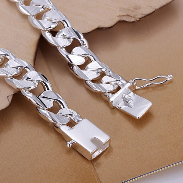 Men's 925 Sterling Silver Curb-Link Bracelet