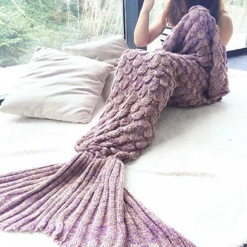 Mermaid Tail Blanket – Knit Fishtail Sofa Blanket