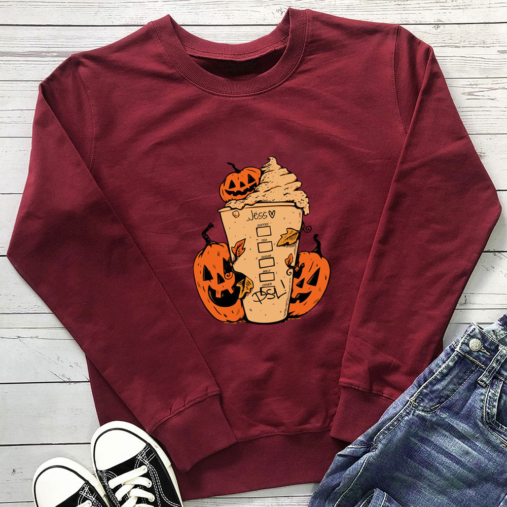 Women's Coffee Cup Print Sweatshirt