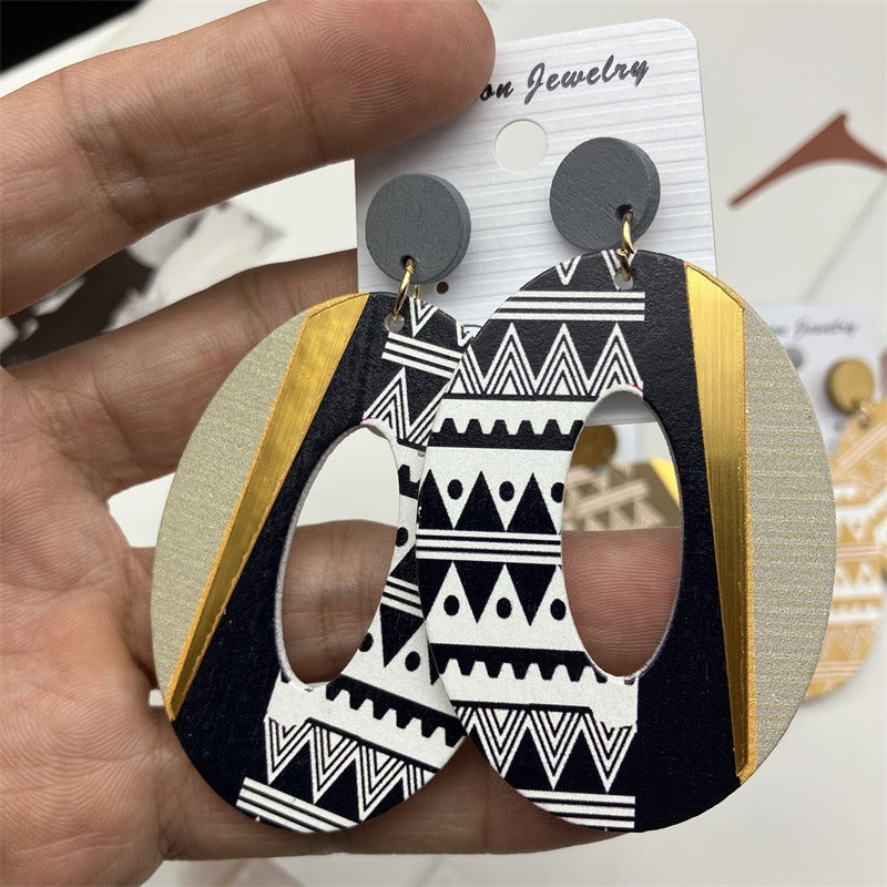 Women's Vintage Indian Wood Earrings