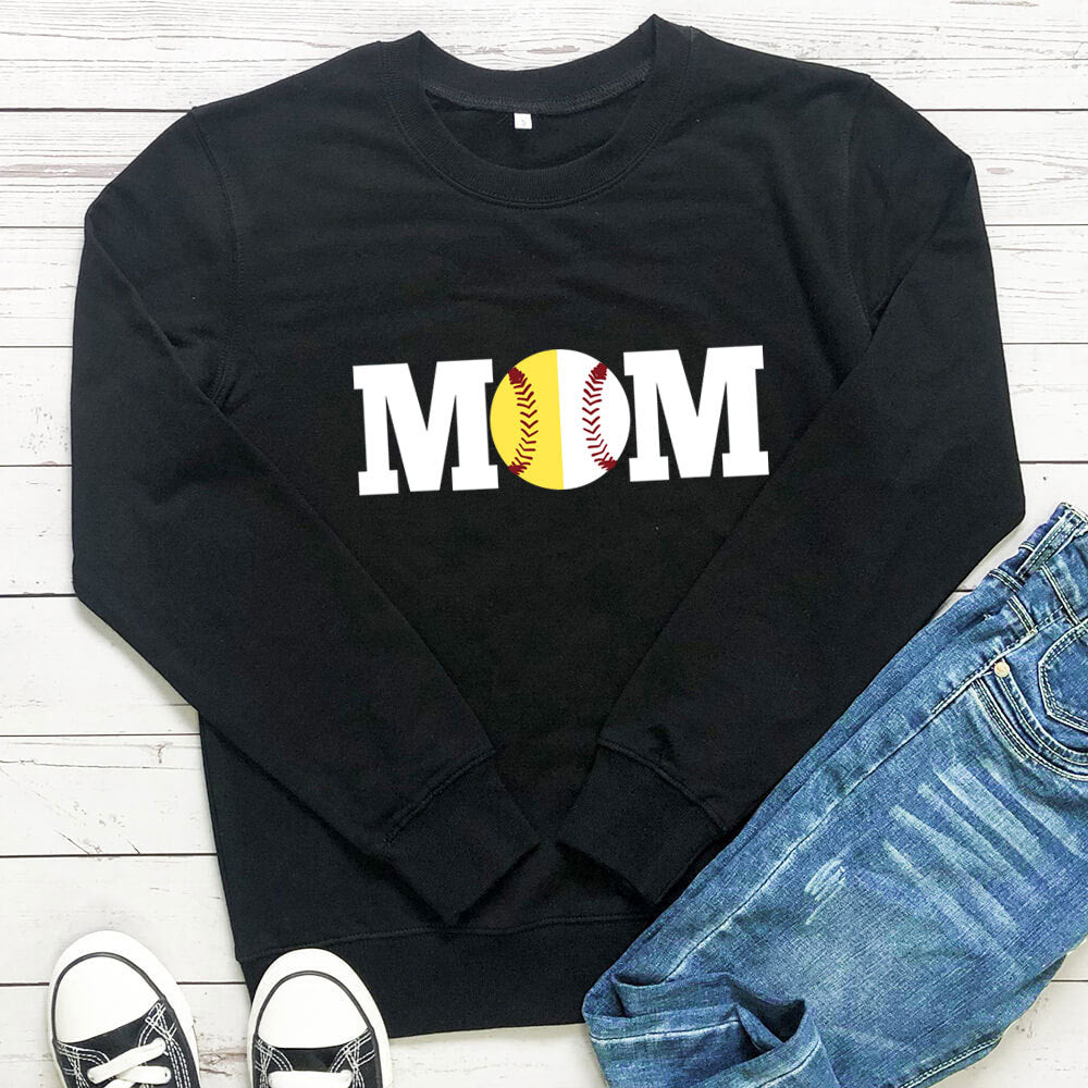 Women's MOM Baseball Print Sweatshirt