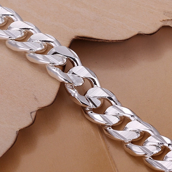 Men's 925 Sterling Silver Curb-Link Bracelet