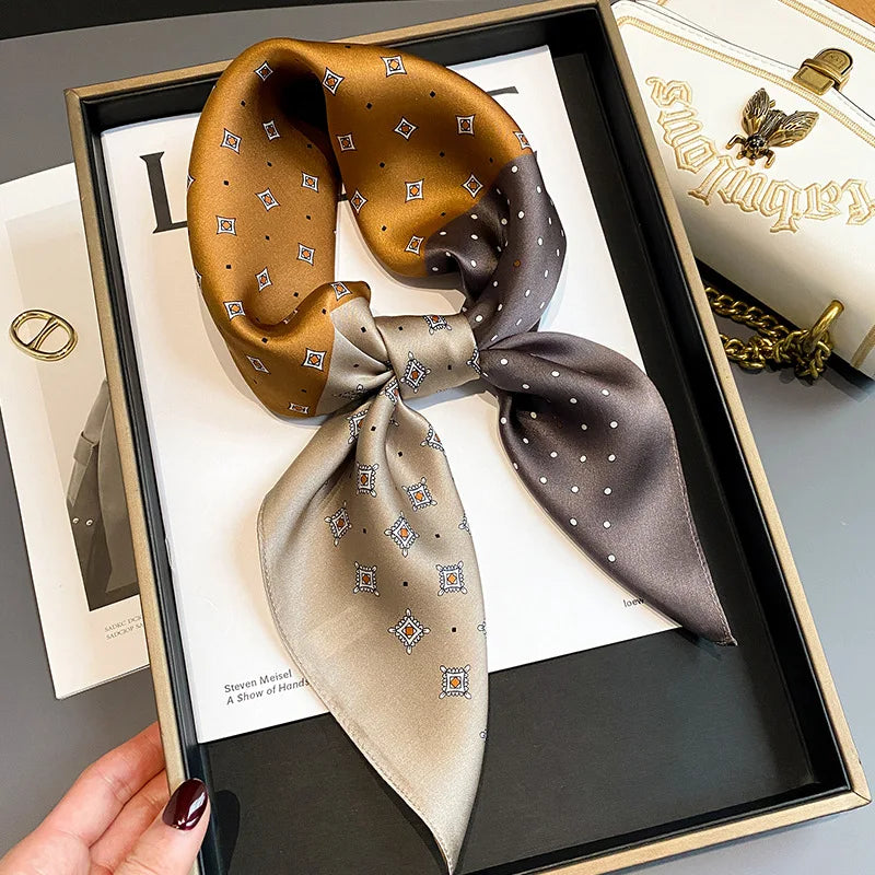 Women's Silk Square Scarf – Coffee Gold
