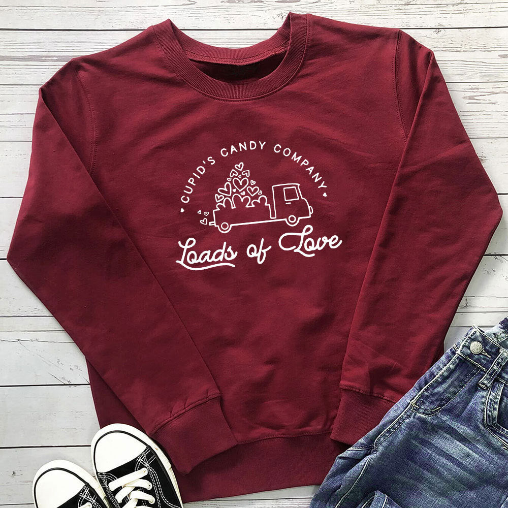 Letter car heart printed long sleeved sweatshirt