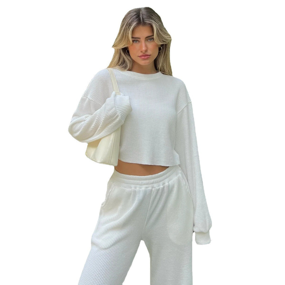 Women's Waffle-Knit Two-Piece Lounge Set