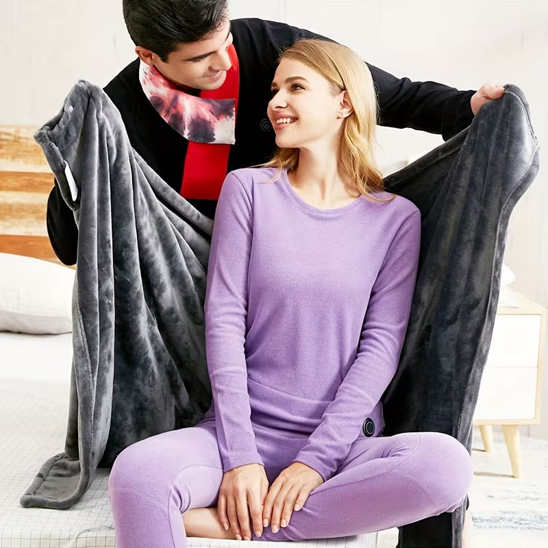 Women's Coral Velvet Heated Blanket Shawl