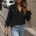 Women's Zip-Neck Long-Sleeve Top
