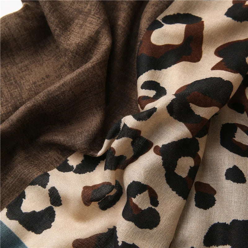 Leopard Patchwork Fringe Shawl Wrap