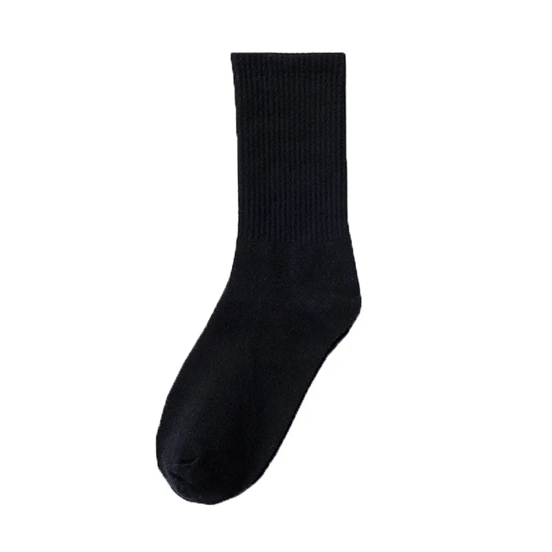 Men's Solid Black & White Crew Socks