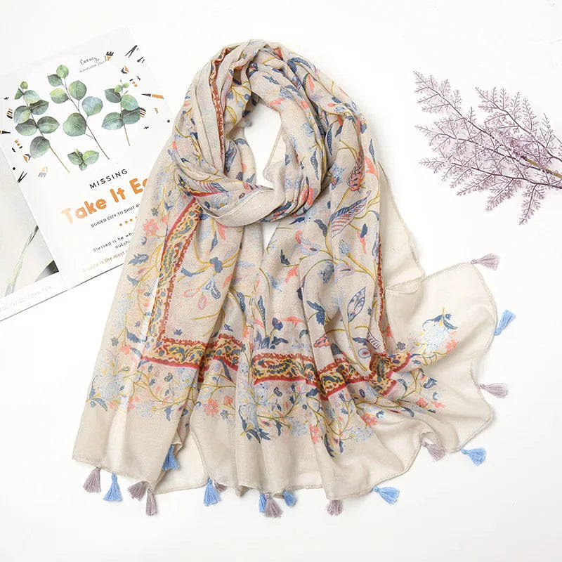 Aztec Floral Tassel Shawl Wrap