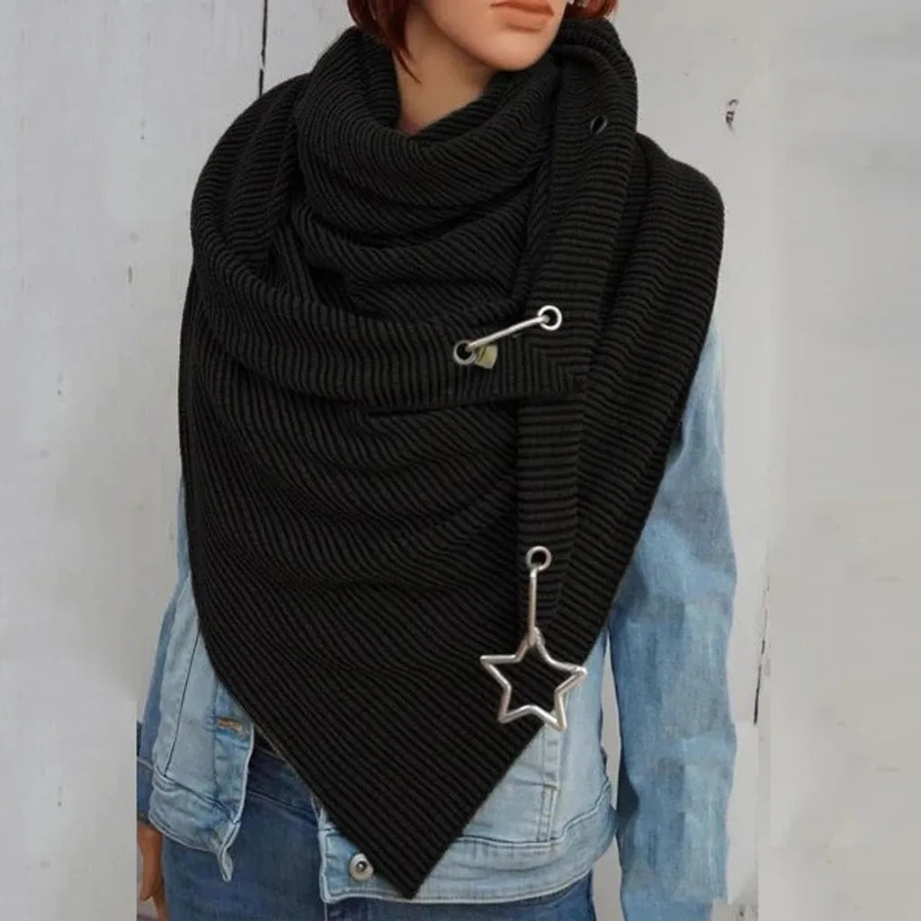 Women's Star Print Button Wrap Scarf