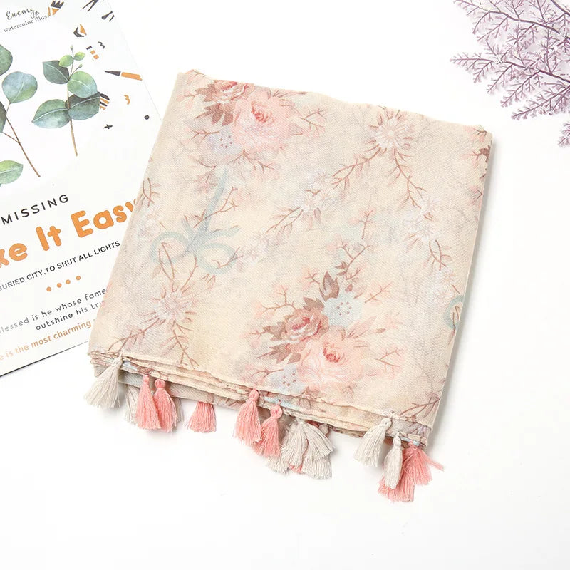 Aztec Floral Tassel Shawl Wrap
