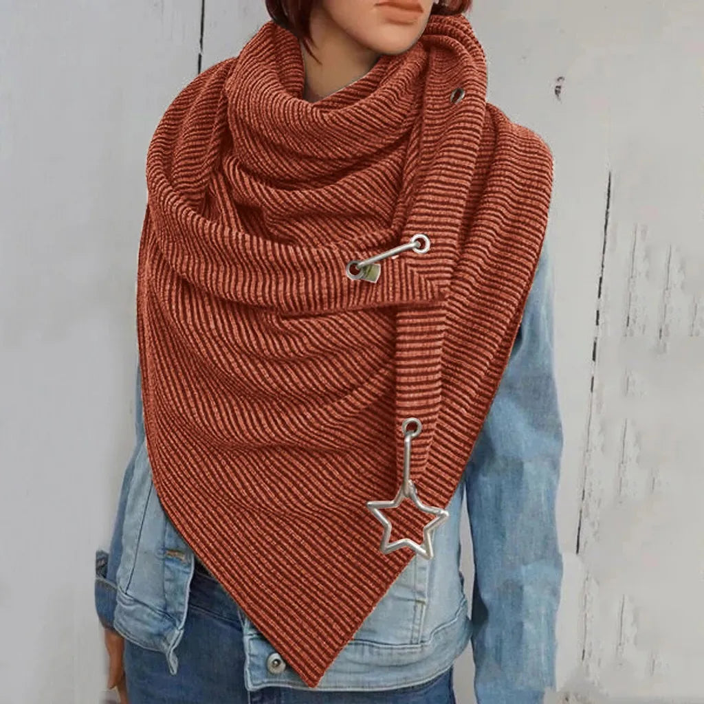 Women's Star Print Button Wrap Scarf