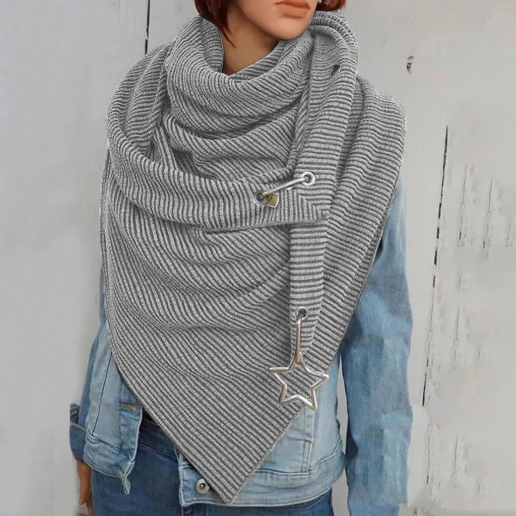 Women's Star Print Button Wrap Scarf