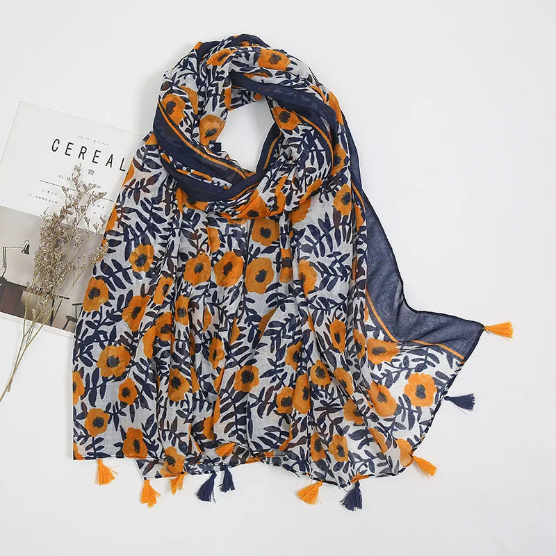 Aztec Floral Tassel Shawl Wrap