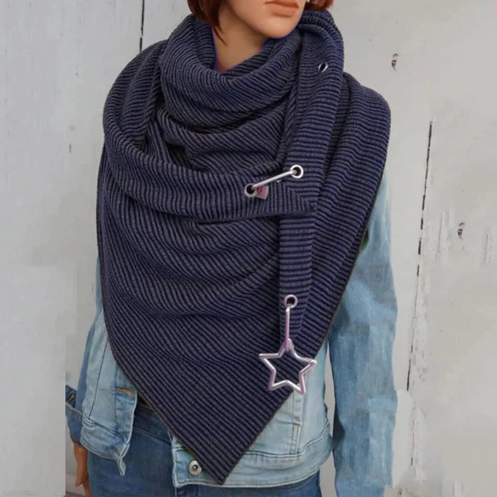 Women's Star Print Button Wrap Scarf
