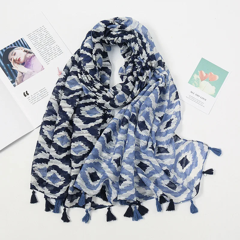 Aztec Floral Tassel Shawl Wrap
