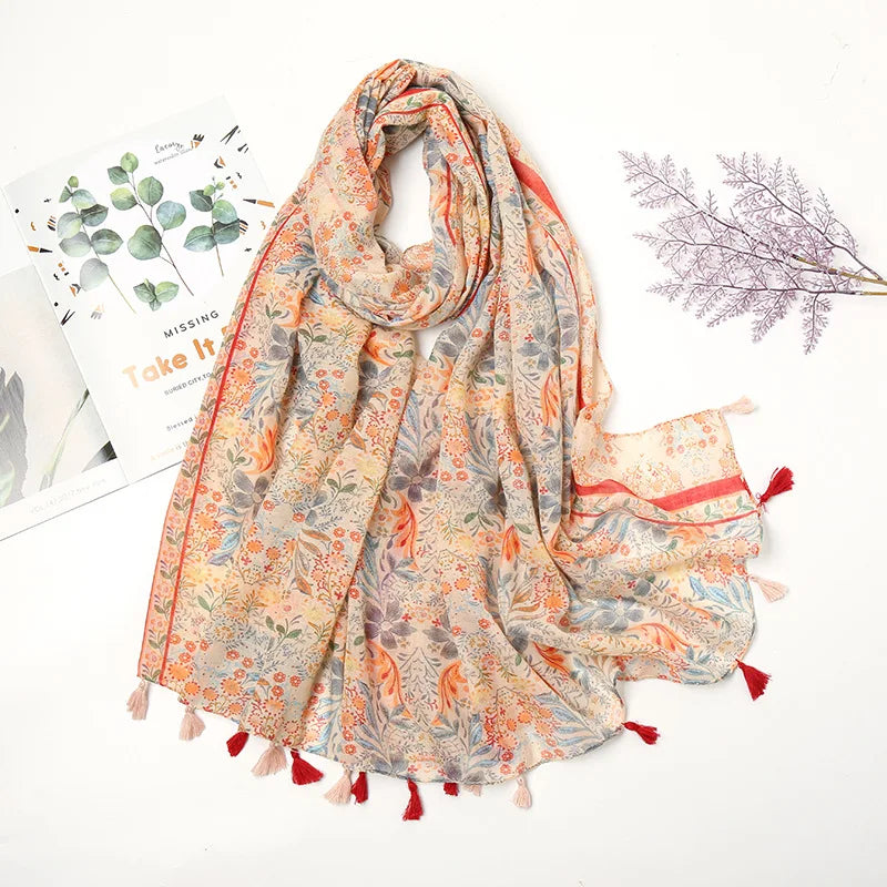 Aztec Floral Tassel Shawl Wrap