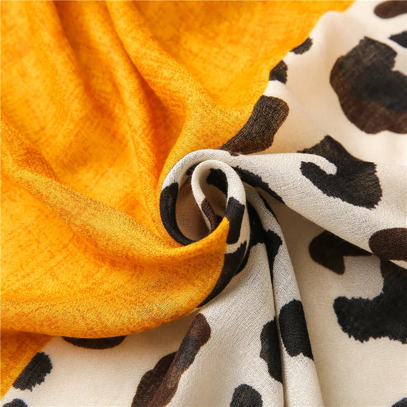 Leopard Patchwork Fringe Shawl Wrap