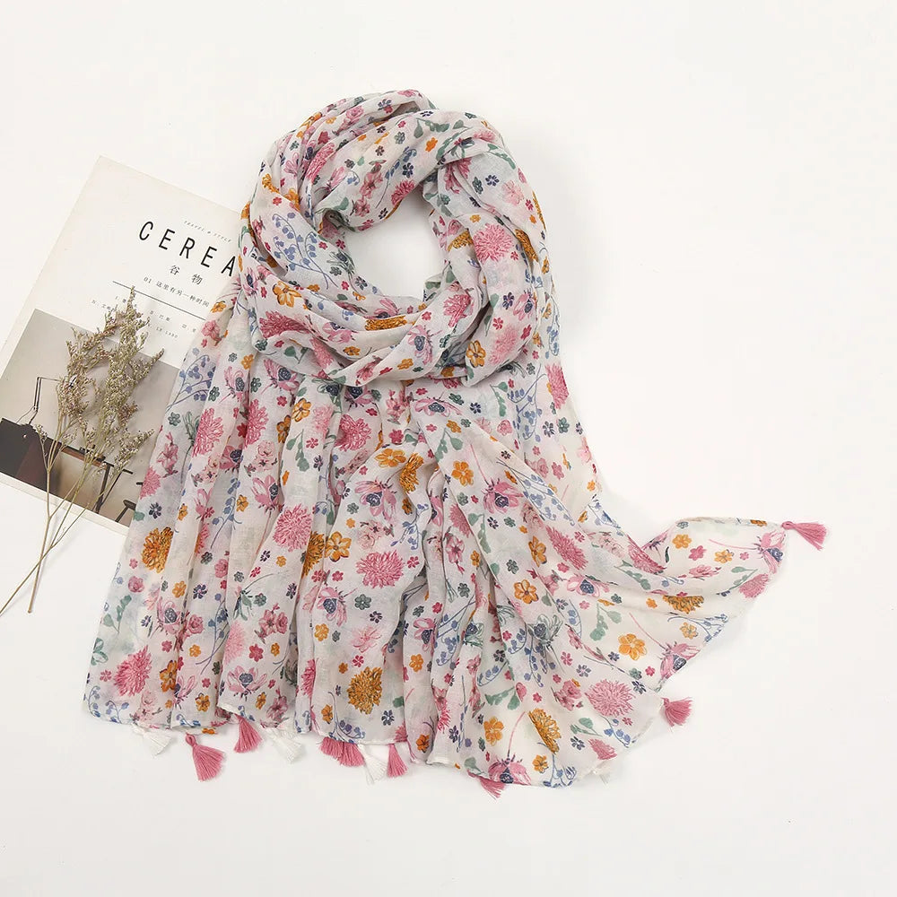 Aztec Floral Tassel Shawl Wrap