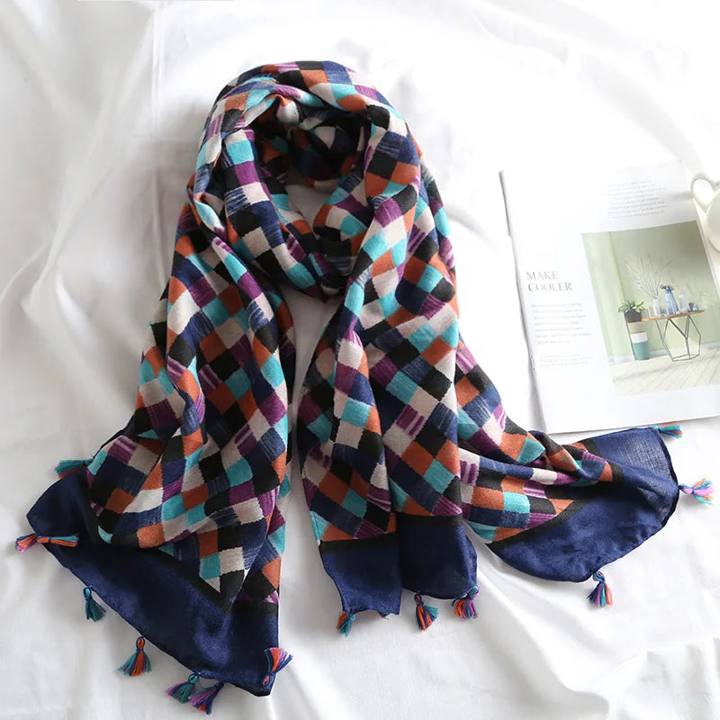 Leopard Patchwork Fringe Shawl Wrap