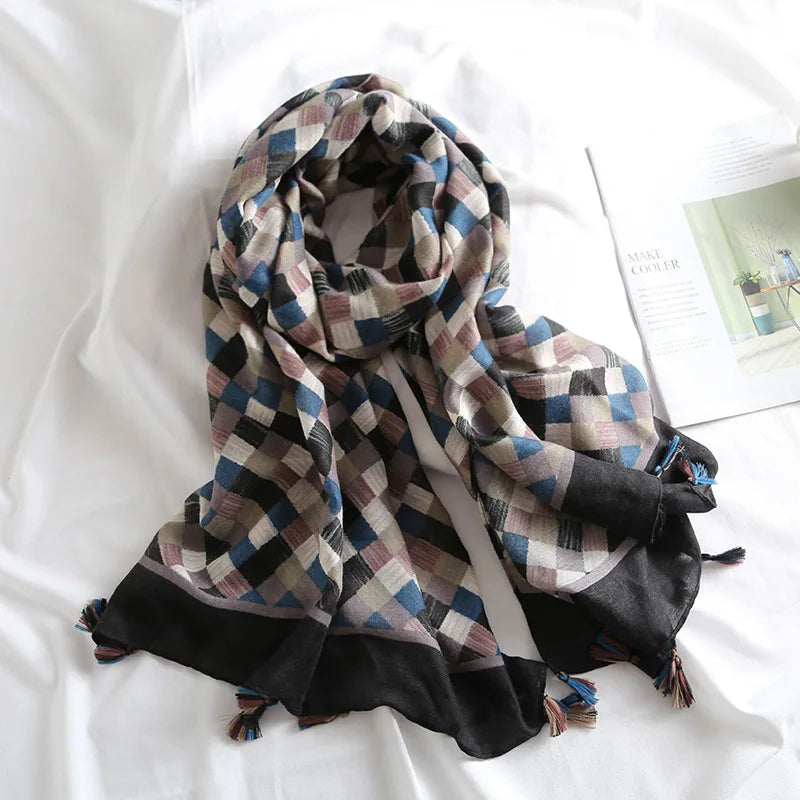 Leopard Patchwork Fringe Shawl Wrap
