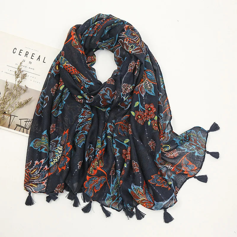 Aztec Floral Tassel Shawl Wrap