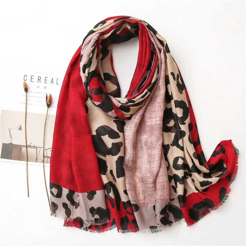 Leopard Patchwork Fringe Shawl Wrap