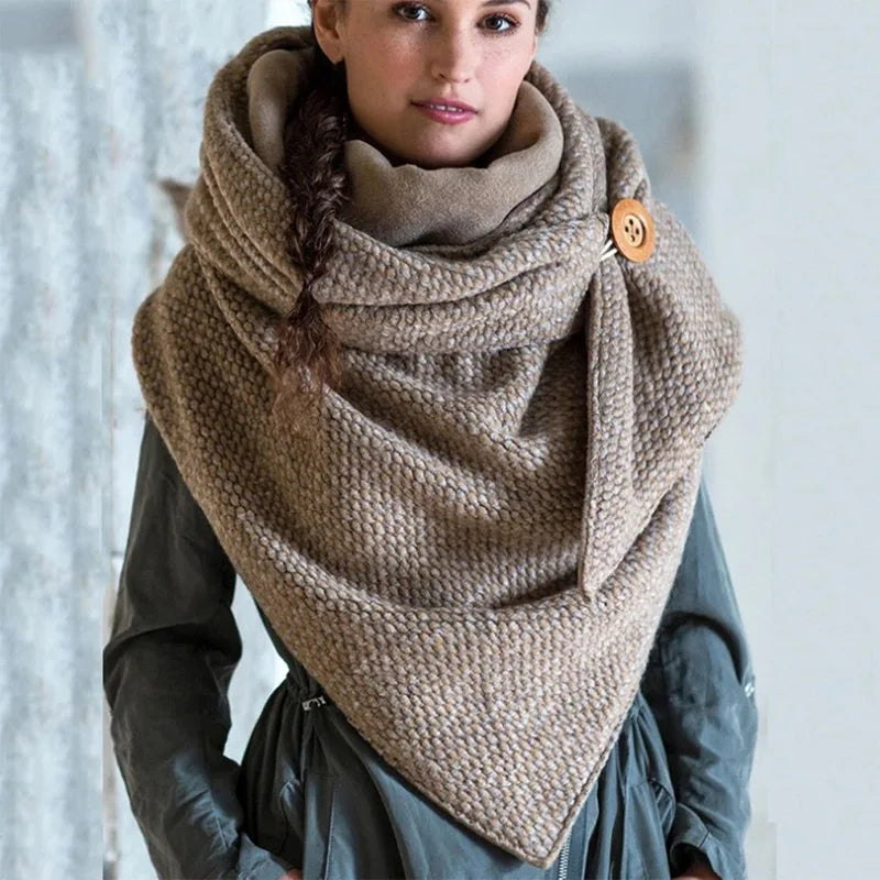 Women's Polka Dot Button Wrap Scarf