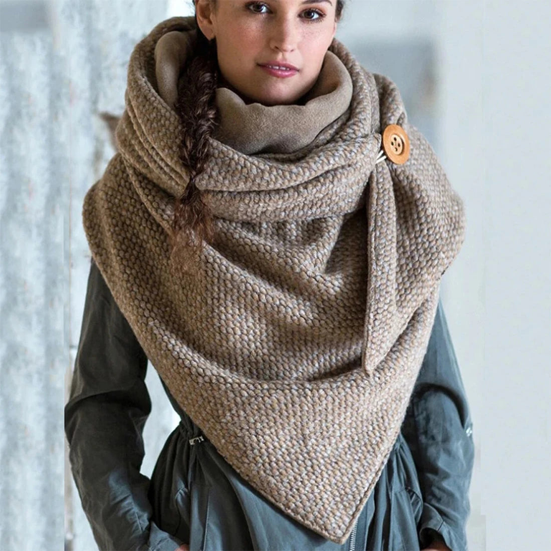 Women's Polka Dot Button Wrap Scarf