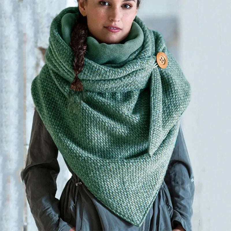 Women's Polka Dot Button Wrap Scarf