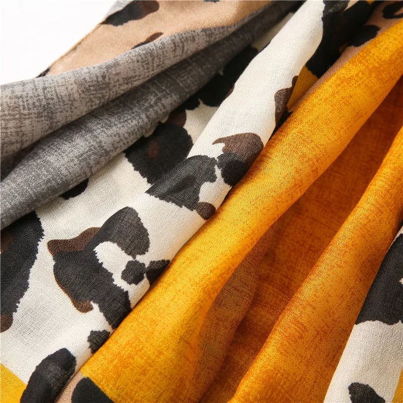 Leopard Patchwork Fringe Shawl Wrap