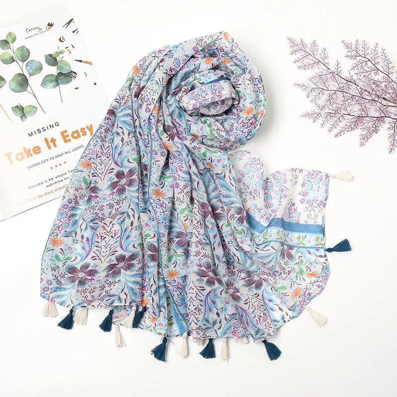 Aztec Floral Tassel Shawl Wrap